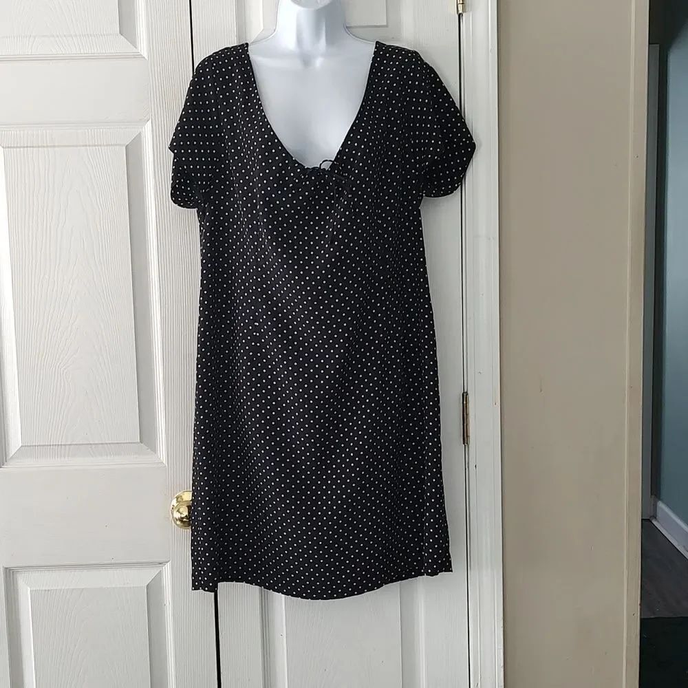 Venezia black white polka dot sheath dress Sz 14